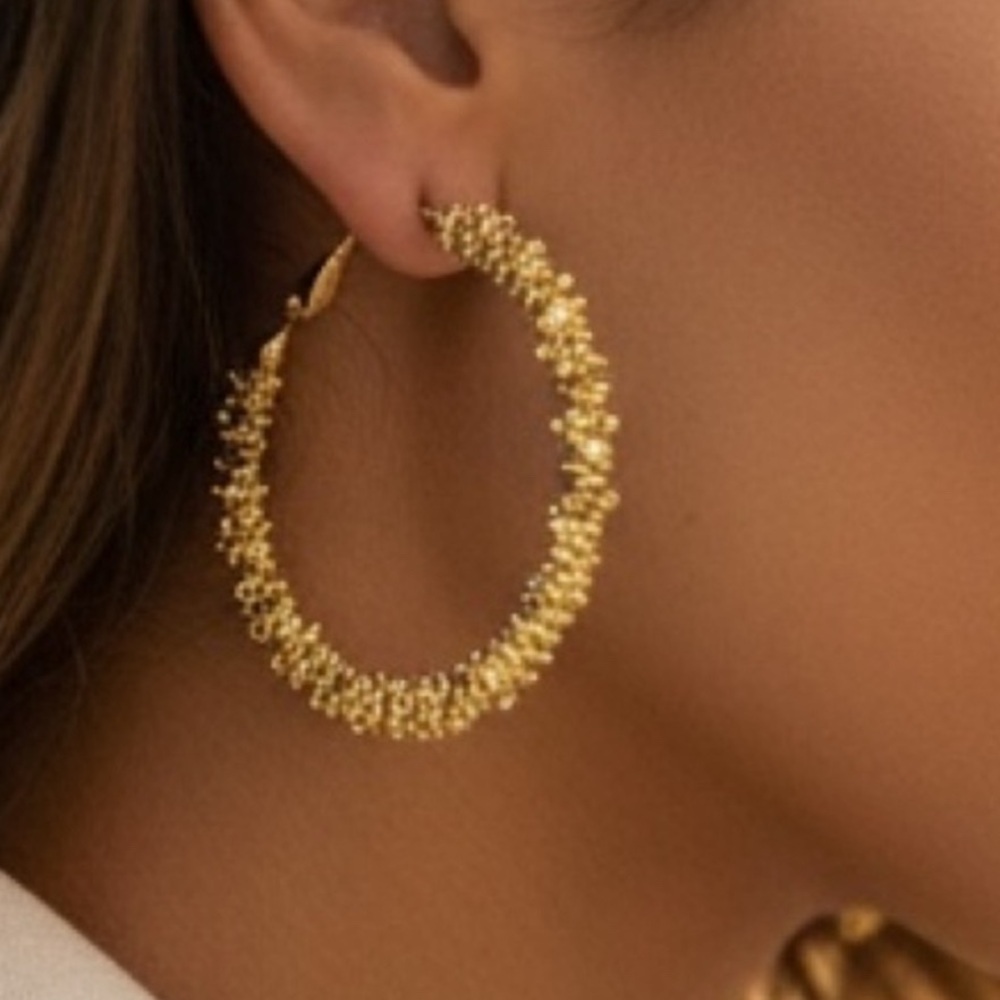 Elegant Gold Women's Earrings. Faux Gold. Textured. Stainless Steel/Metal